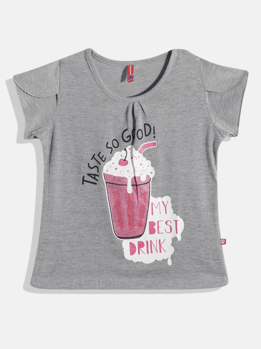 

GAME BEGINS by Eteenz Girls Printed Premium Cotton T-shirt, Grey