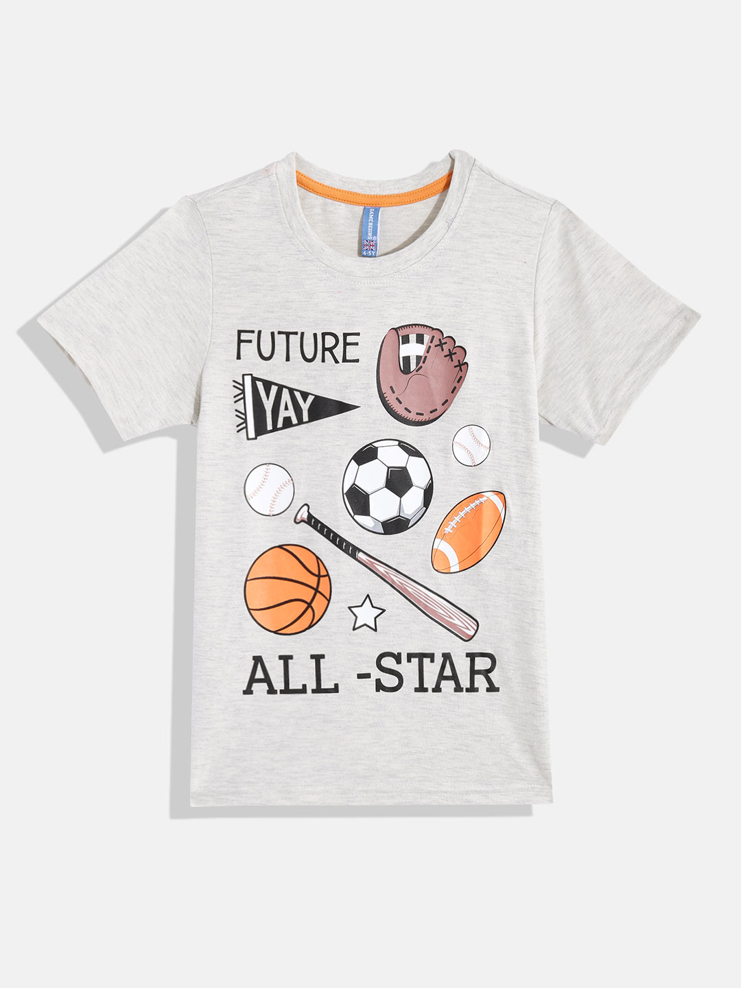 

GAME BEGINS By Eteenz Boys Premium Cotton Graphic & Typography Printed T-shirt, Grey