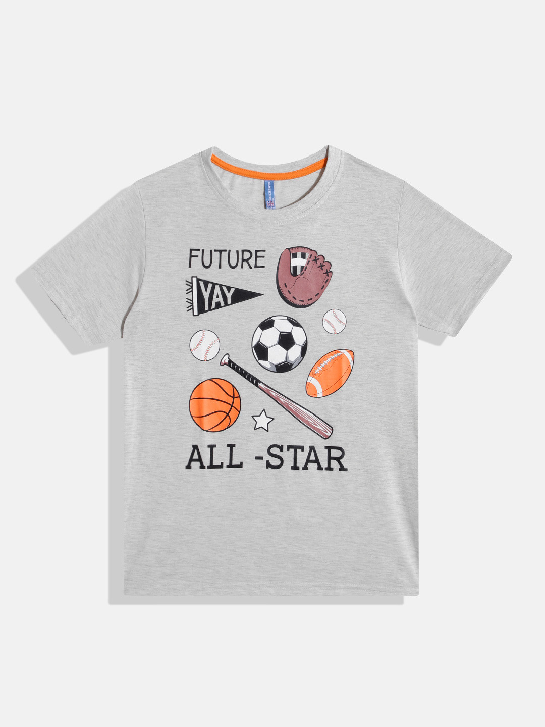 

GAME BEGINS by Eteenz Boys Typography & Conversational Printed Premium Cotton T-shirt, Grey melange