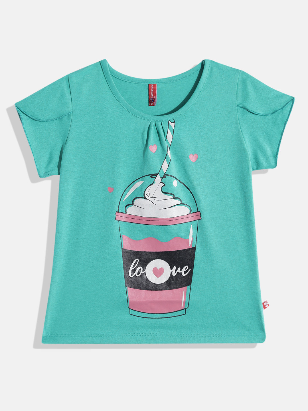 

GAME BEGINS by Eteenz Girls Printed Premium Cotton T-shirt, Sea green