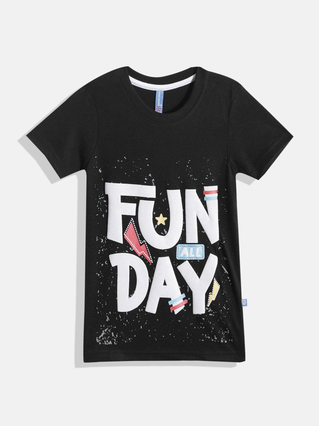 

GAME BEGINS By Eteenz Boys Premium Cotton Graphic & Typography Printed T-shirt, Black