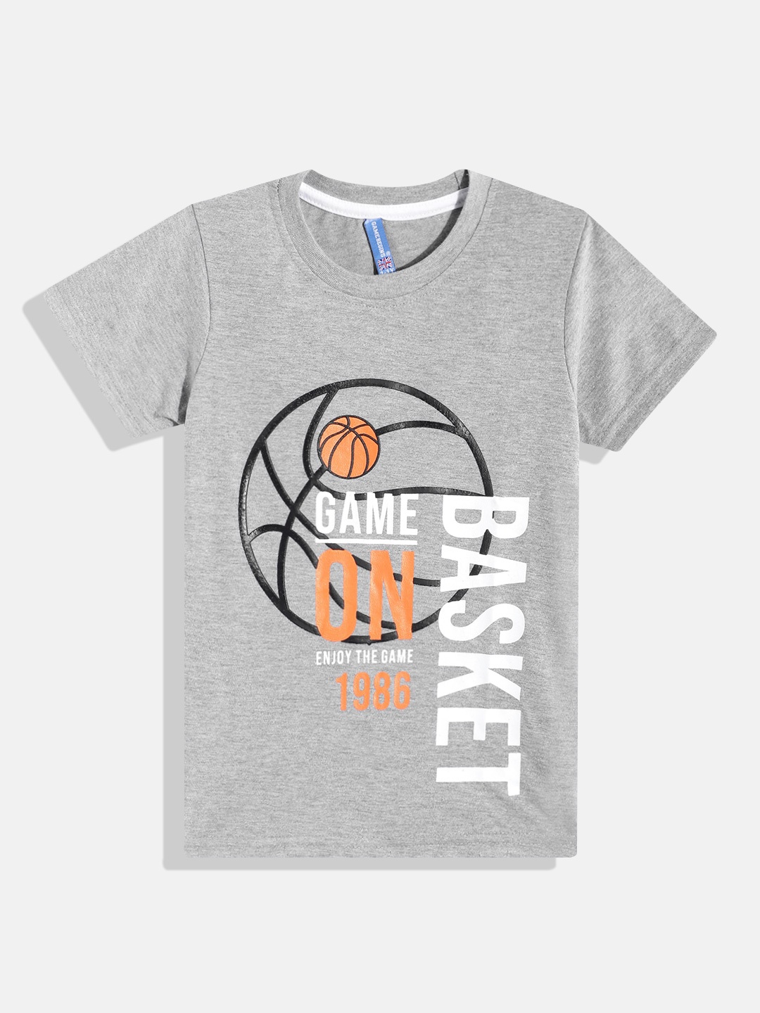 

GAME BEGINS By Eteenz Boys Graphic & Typography Printed Premium Cotton T-shirt, Grey