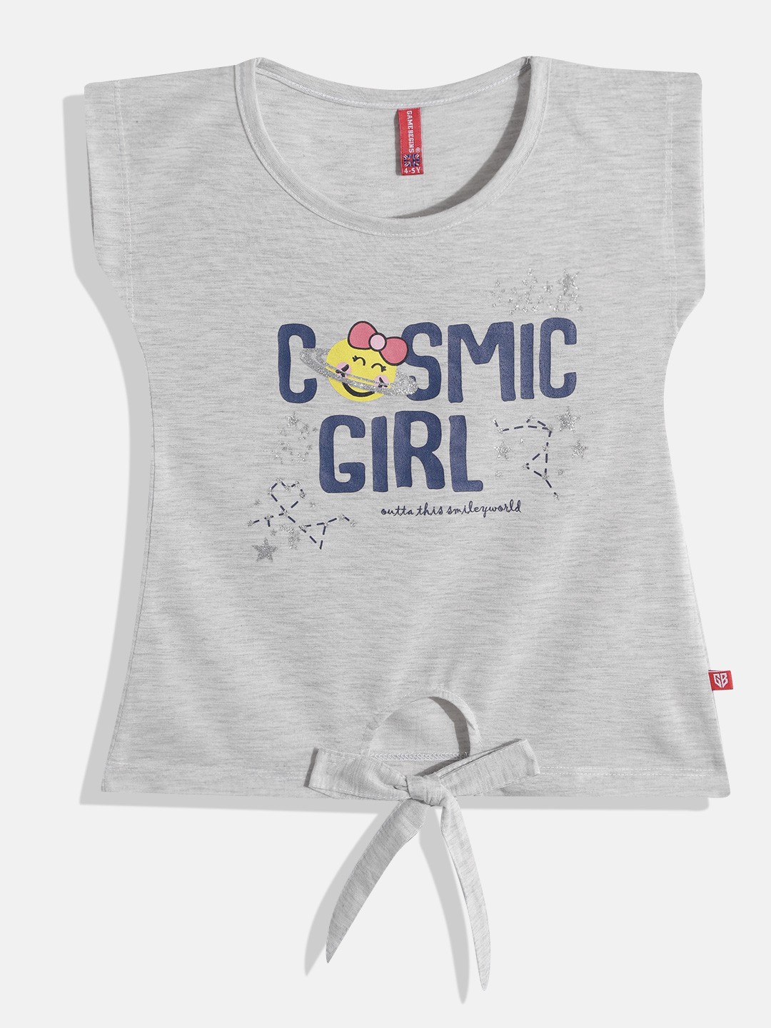 

GAME BEGINS by Eteenz Girls Printed Extended Sleeves Premium Cotton Top, Grey
