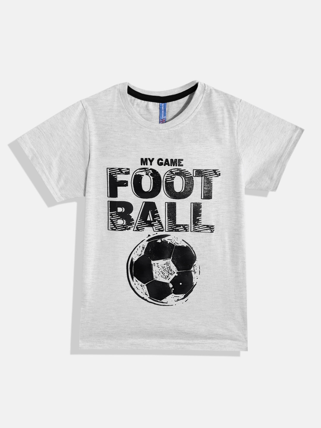 

GAME BEGINS By Eteenz Boys Typography & Graphic Printed Premium Cotton T-shirt, Grey melange