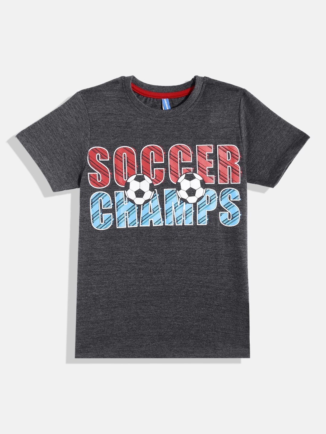 

GAME BEGINS By Eteenz Boys Typography & Conversational Printed Premium Cotton T-shirt, Charcoal
