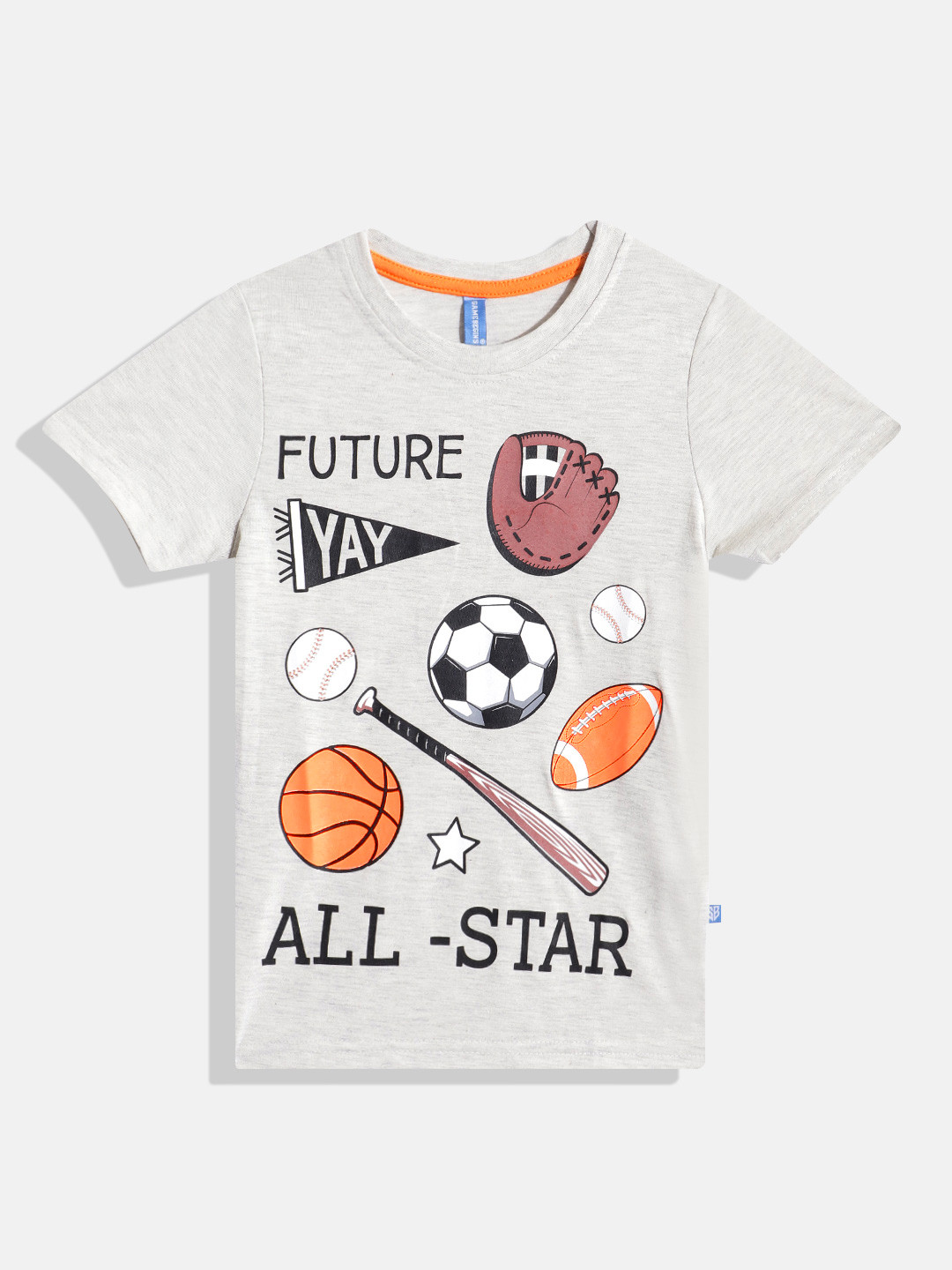 

Eteenz Boys Premium Cotton Typography & Graphic Printed T-shirt, Grey melange