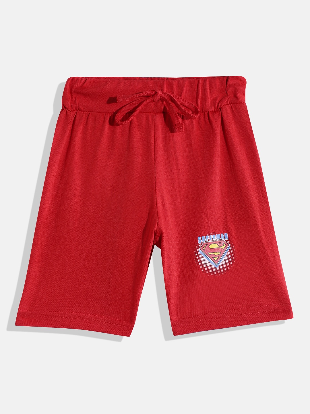 

Eteenz Boys Mid-Rise Superman Logo Printed Premium Cotton Shorts, Red