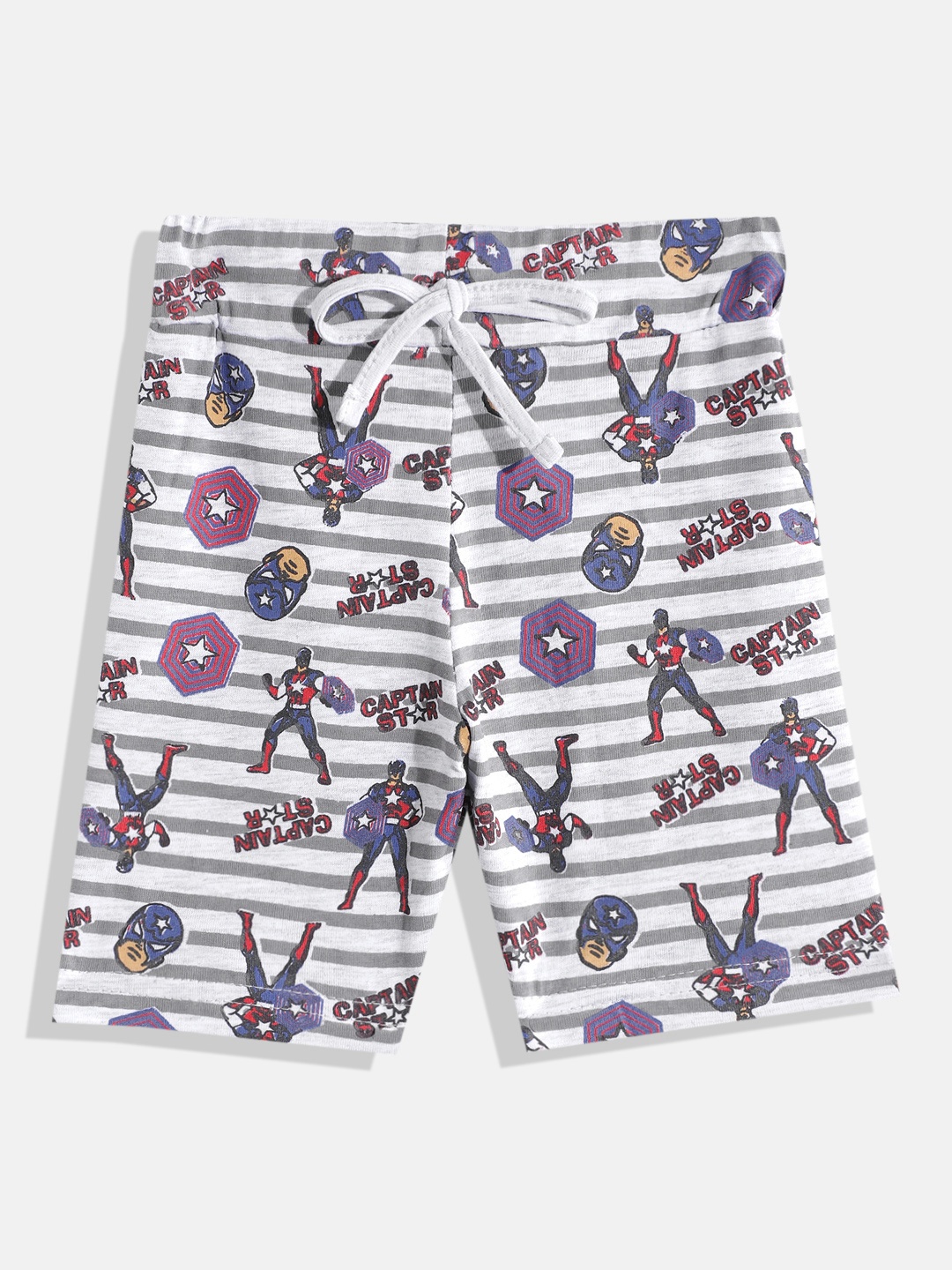 

Eteenz Boys Premium Cotton Captain Star Print Shorts, White