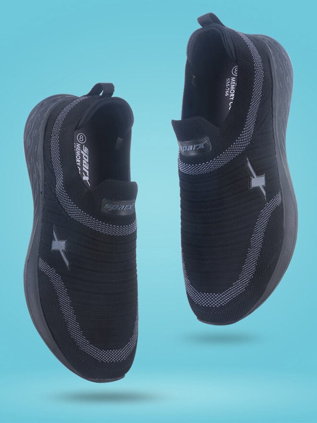 

Sparx Men Mesh Slip On Running Shoes, Black
