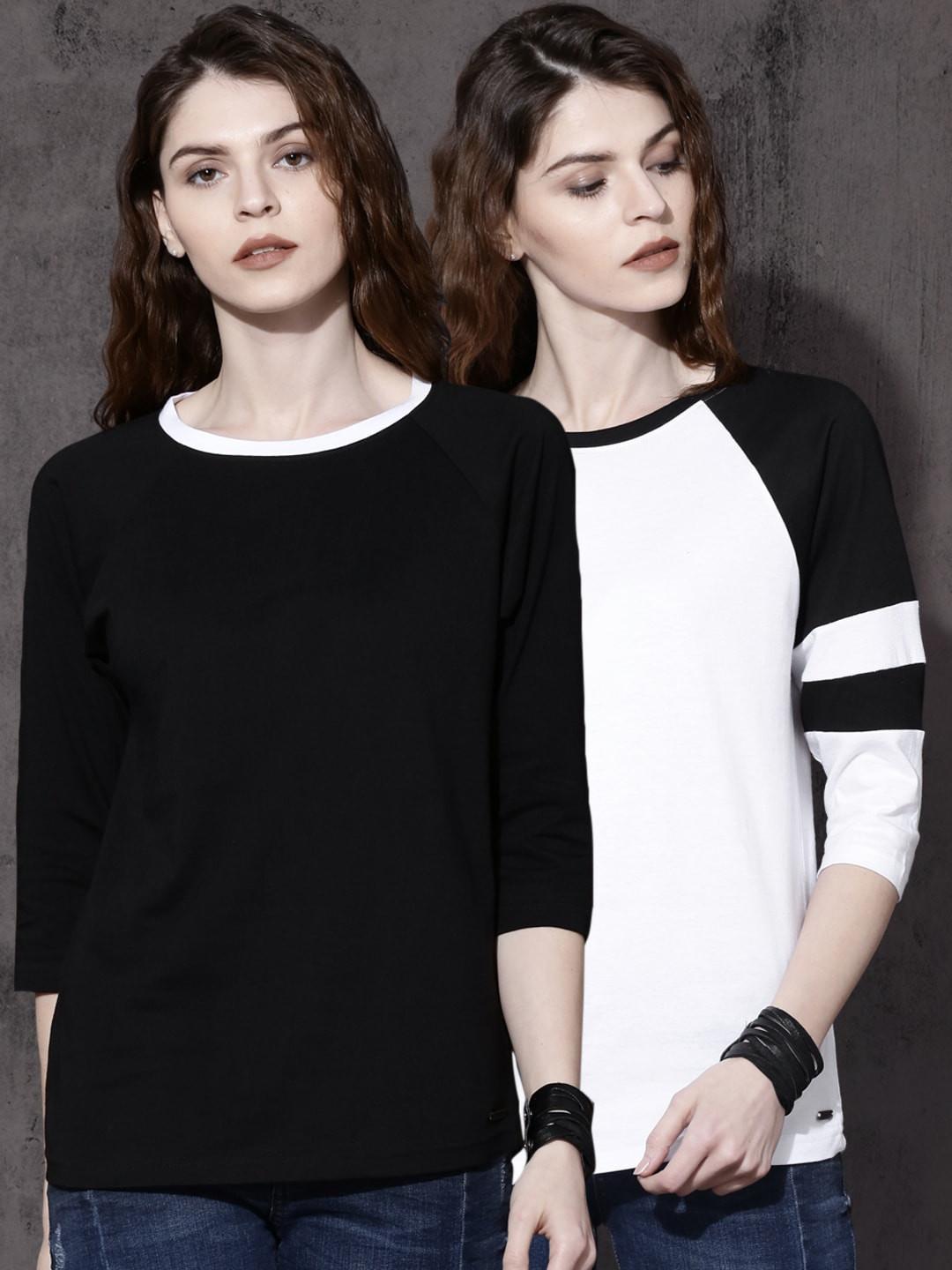 

Roadster Women Pack of 2 Pure Cotton T-shirts, Black