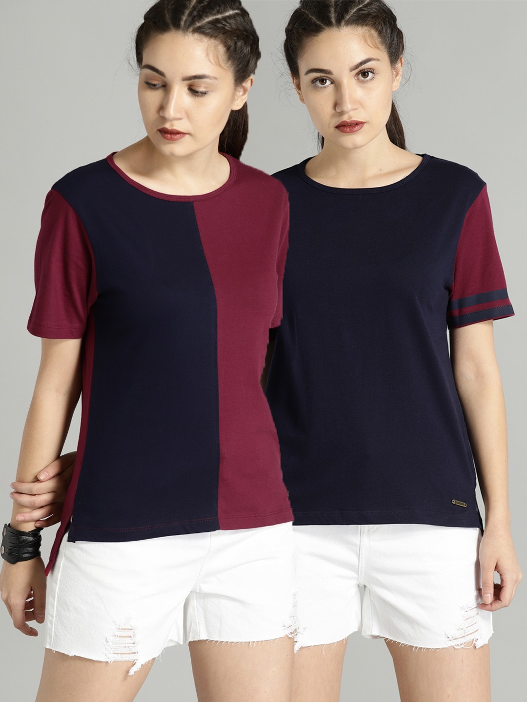 

Roadster Women Pack of 2 T-shirts, Navy blue