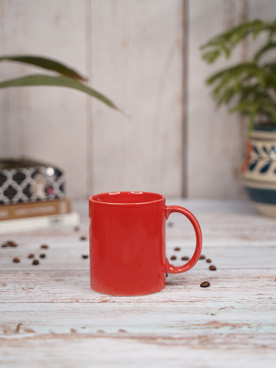 

LIVING ROOTS Red Ceramic Glossy Mugs-350ml each