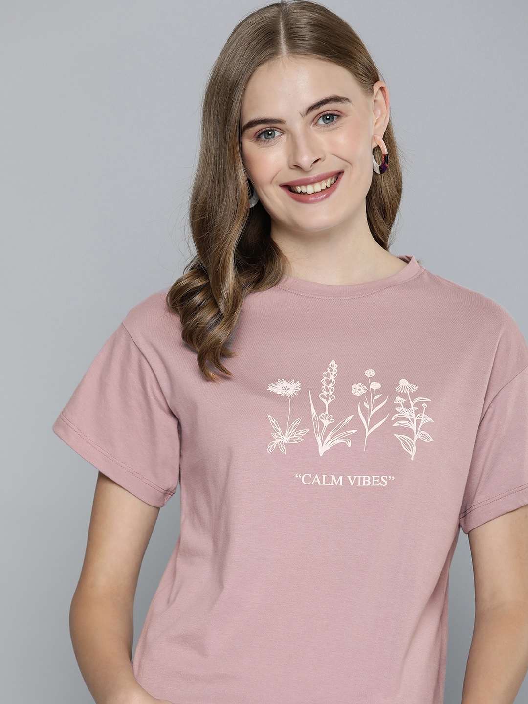 

Mast & Harbour Graphic Printed Casual T-shirt, Mauve