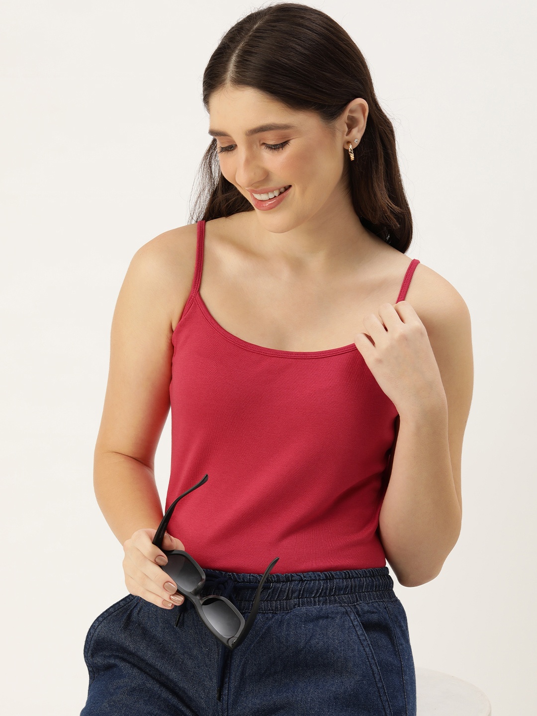 

Mast & Harbour Pure Cotton Shoulder Straps Solid Top, Red