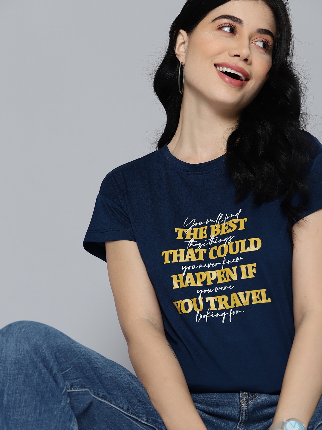 

Mast & Harbour Typography Printed T-shirt, Black