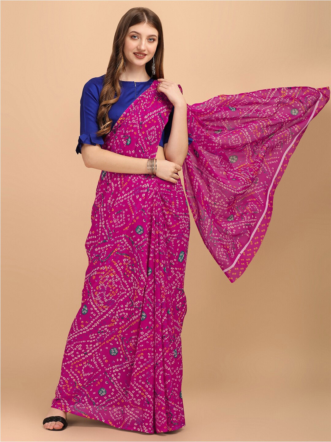 

Dori Bandhani Printed Pure Georgette Saree, Pink