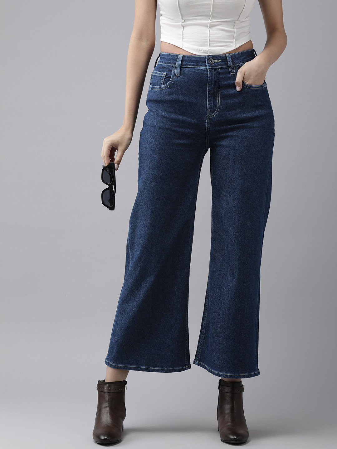 

The Roadster Life Co. Women Wide Leg Fit Stretchable Jeans, Blue