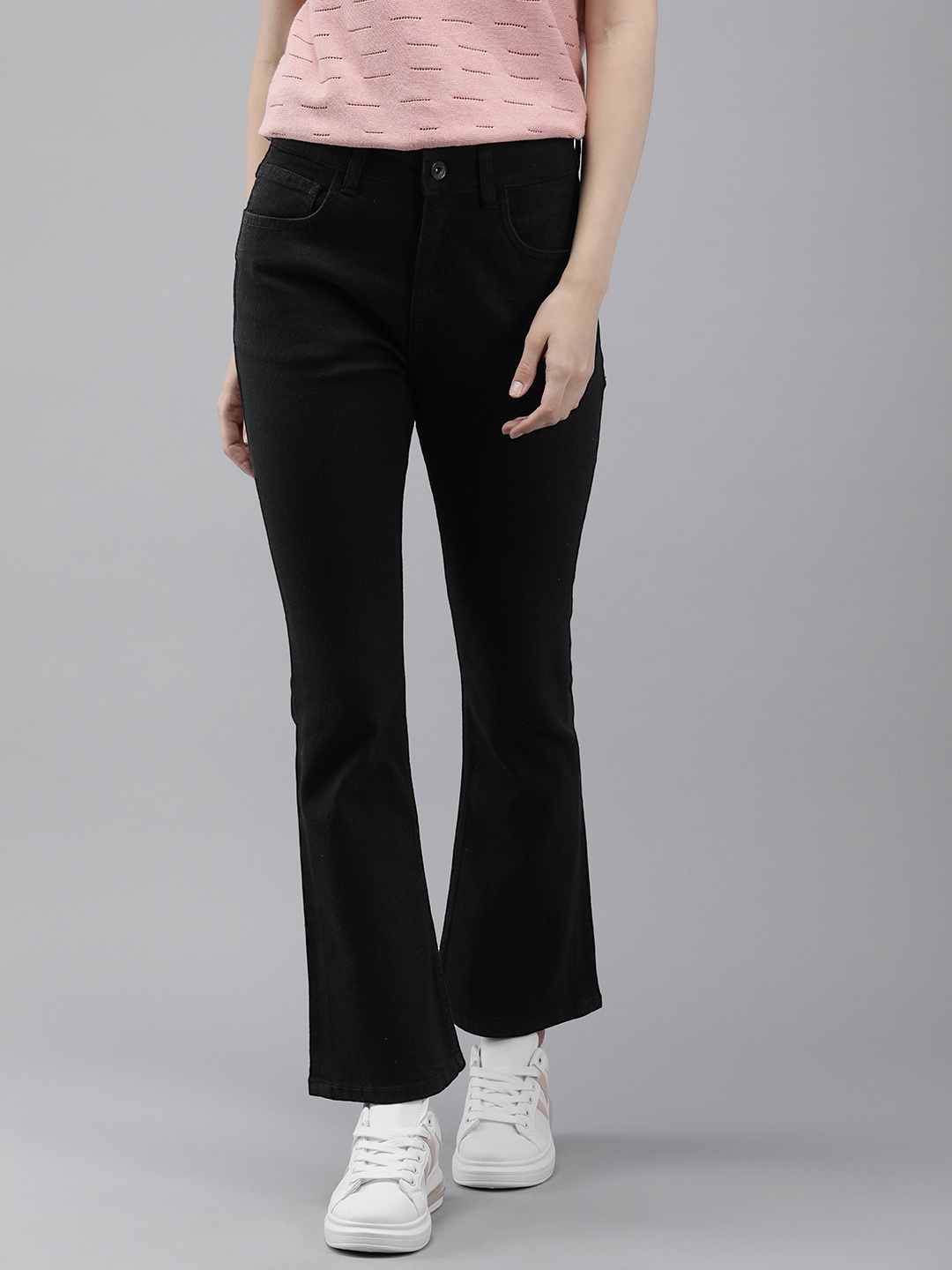 

The Roadster Life Co. Bootcut Fit Stretchable Mid-Rise Jeans, Black
