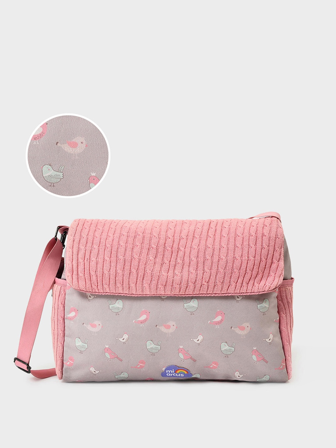 

MiArcus Kids Printed Lightweight Diaper Side Bag, Pink