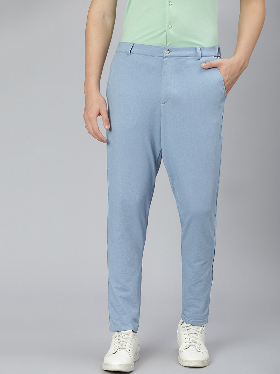 

Slowave Men Denim Knitted Trouser, Blue