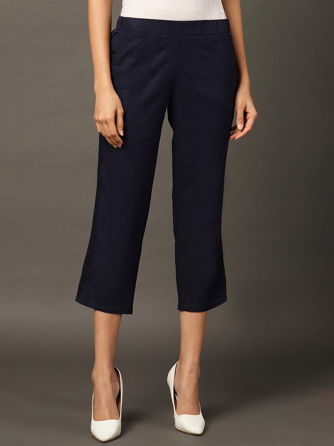 

Lakshita Women Skinny Fit Capris, Navy blue