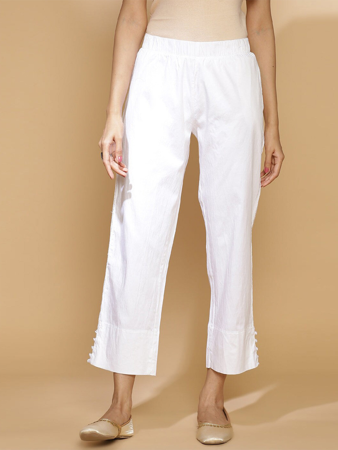 

Lakshita Women Mid-Rise Trousers, White