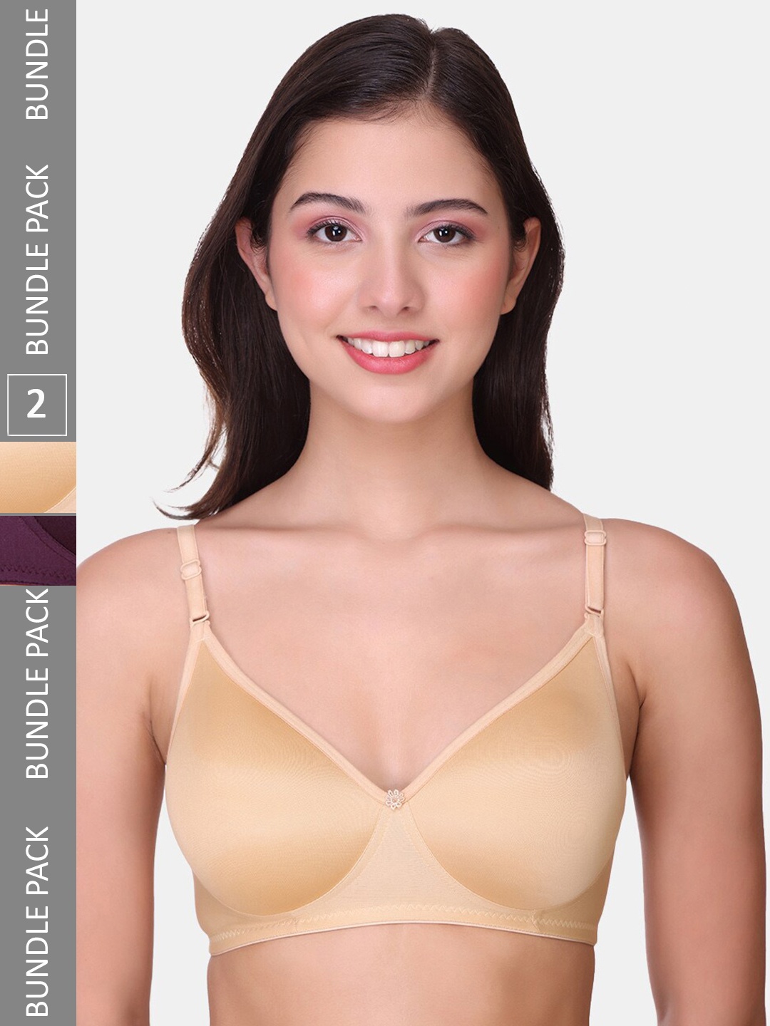 

POOJA RAGENEE Pack Of 2 Full Coverage Non-Wired Lightly Padded Everyday Bras, Burgundy