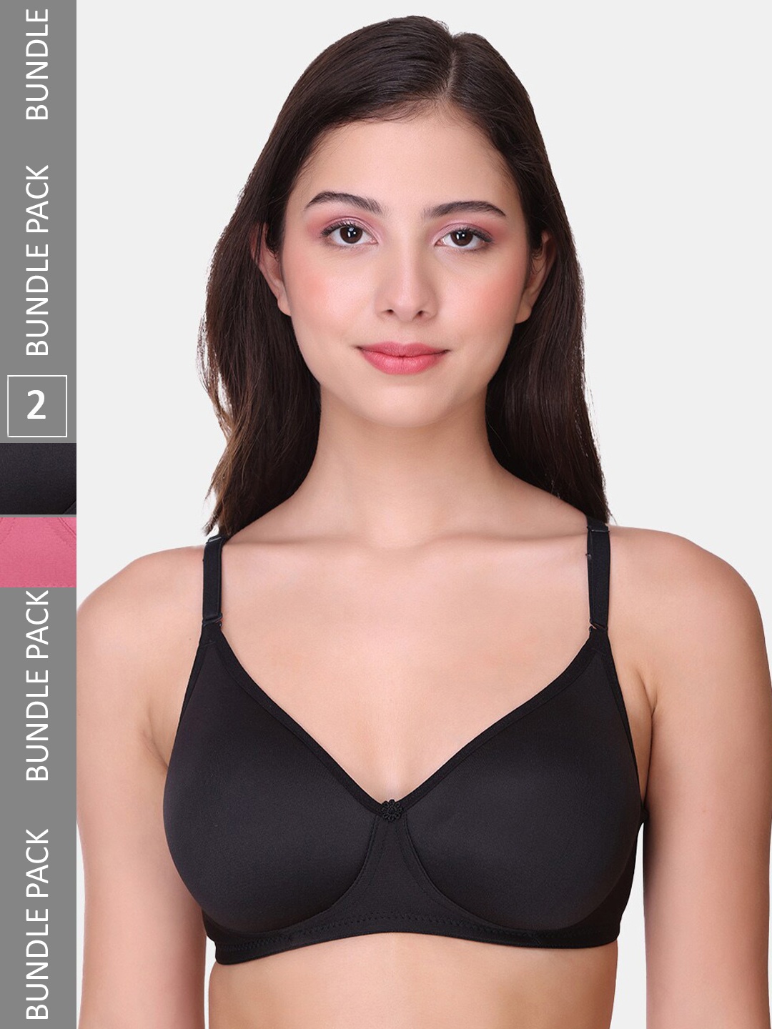 

POOJA RAGENEE Pack Of 2 Full Coverage Non-Wired Lightly Padded Everyday Bras, Black