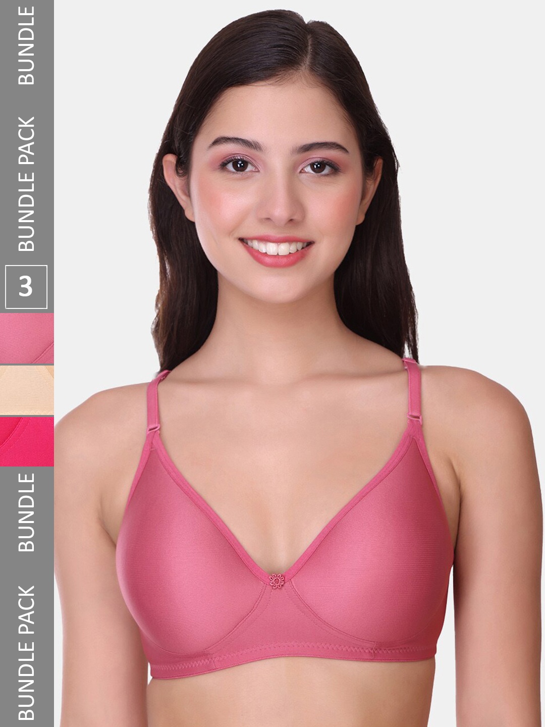 

POOJA RAGENEE Pack Of 3 Full Coverage Lightly Padded Bra mq3007_3p_mg_dpk_sk_28b, Magenta