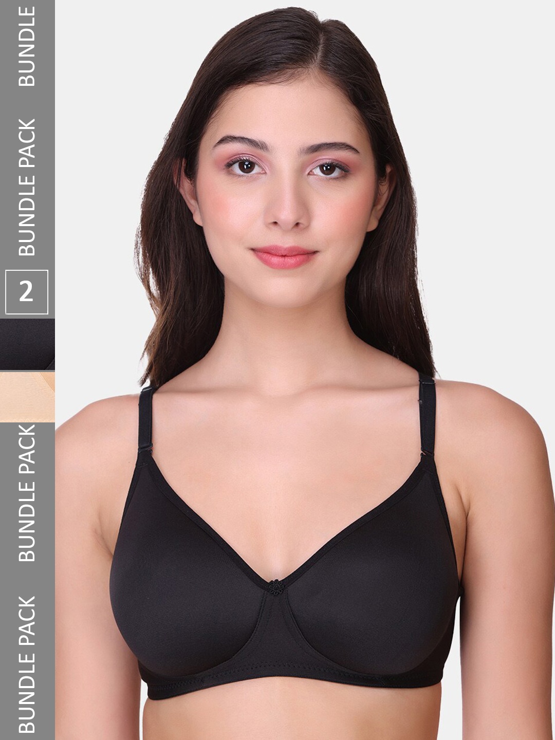 

POOJA RAGENEE Pack Of 2 Full Coverage Lightly Padded Bra mq3007_2p_bl_sk_28b, Black