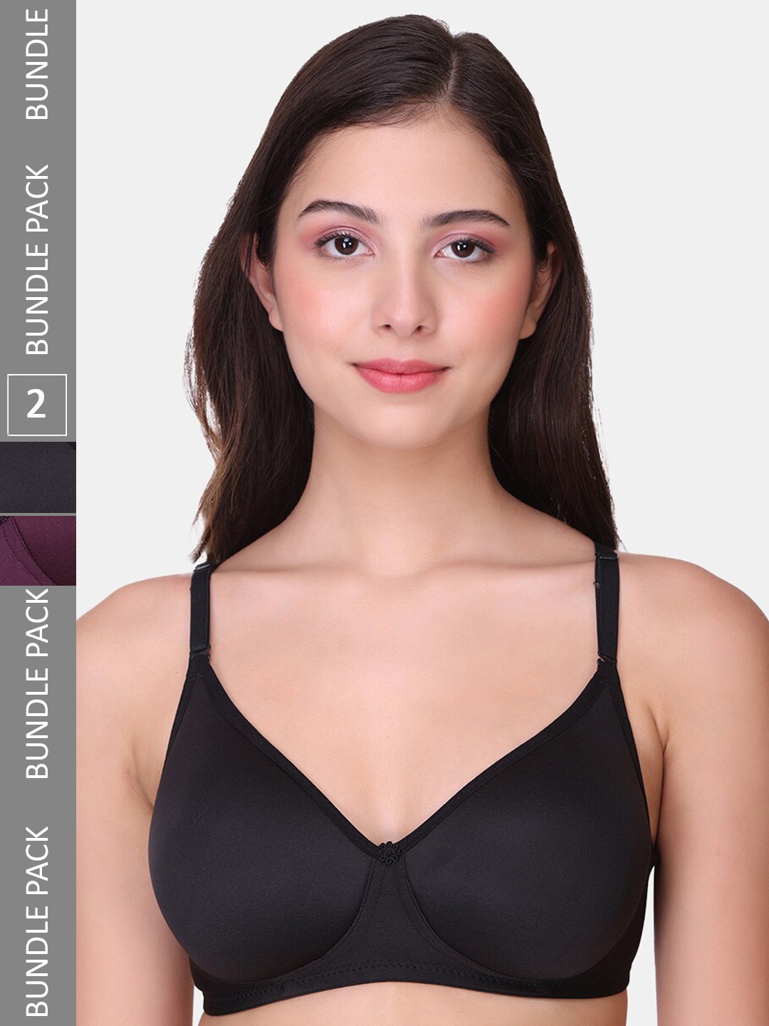 

POOJA RAGENEE Pack Of 2 Full Coverage Non-Wired Lightly Padded Everyday Bras, Burgundy