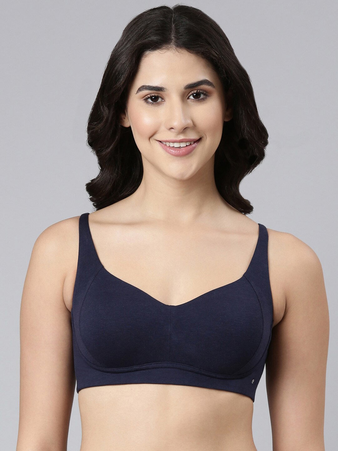 

Enamor Full Coverage Ultimate Softness Bamboo Cotton T-Shirt Bra A077, Navy blue