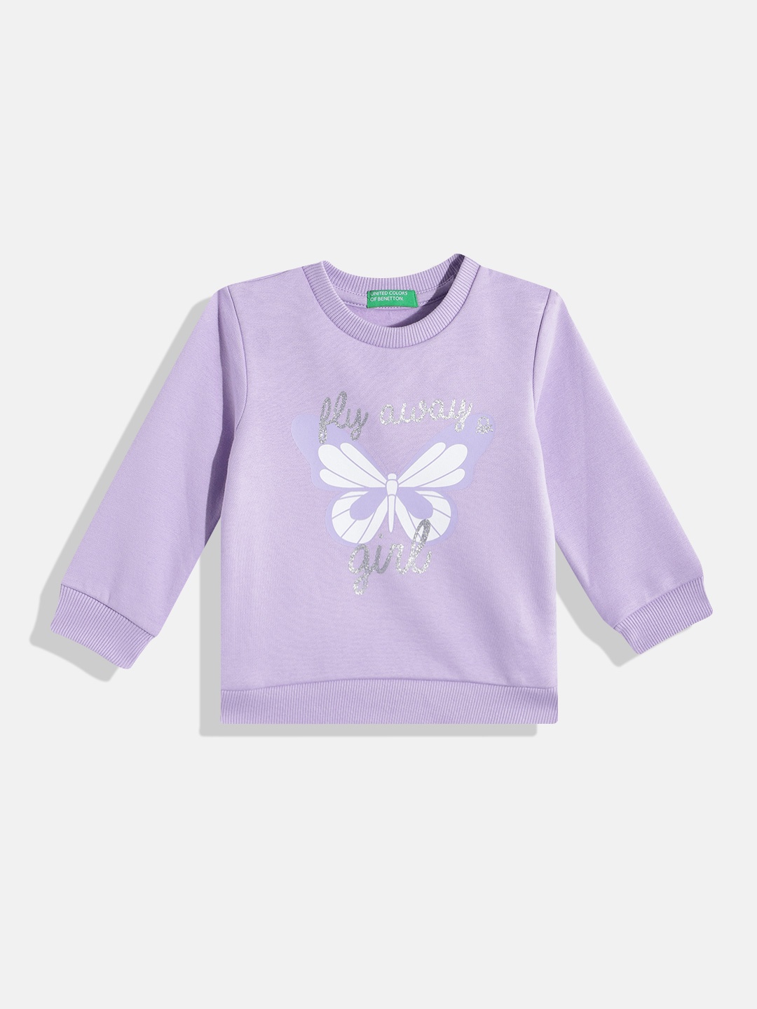 

United Colors of Benetton Girls Butterfly Print Sweatshirt, Lavender