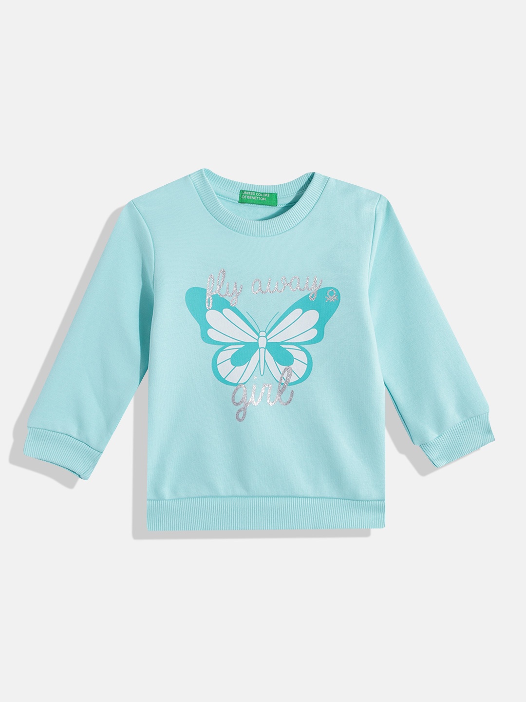 

United Colors of Benetton Girls Butterfly Print Sweatshirt, Blue