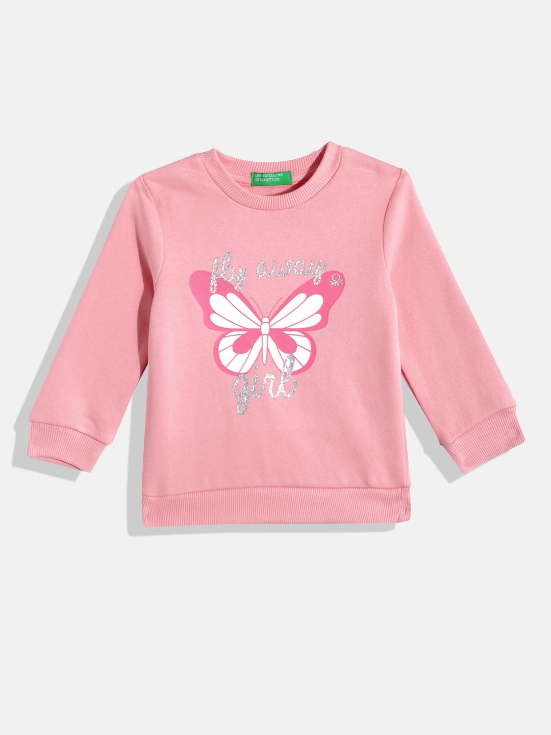 

United Colors of Benetton Girls Butterfly Print Sweatshirt, Pink