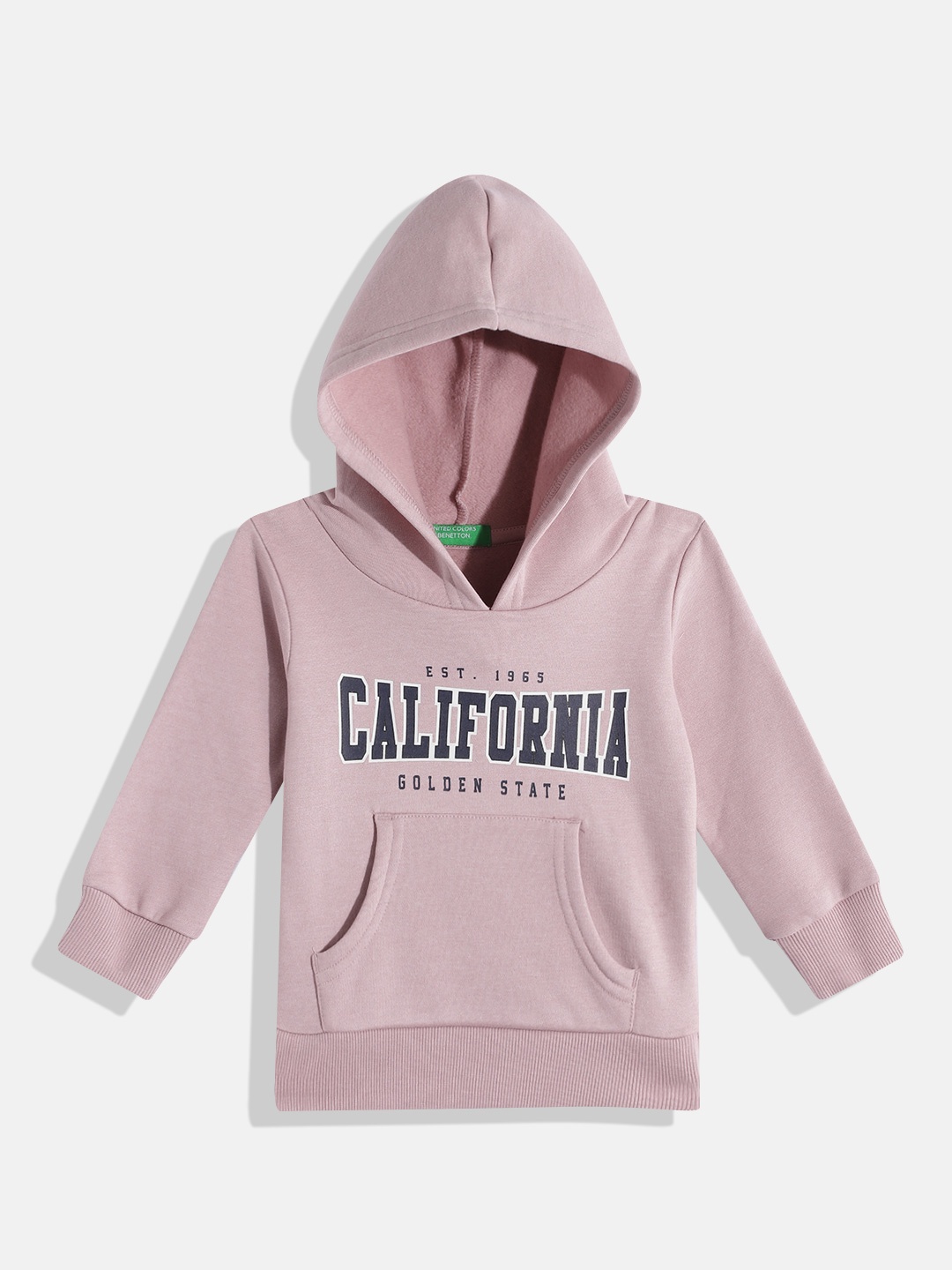 

United Colors of Benetton Boys Typography Printed Hooded Sweatshirt, Rose