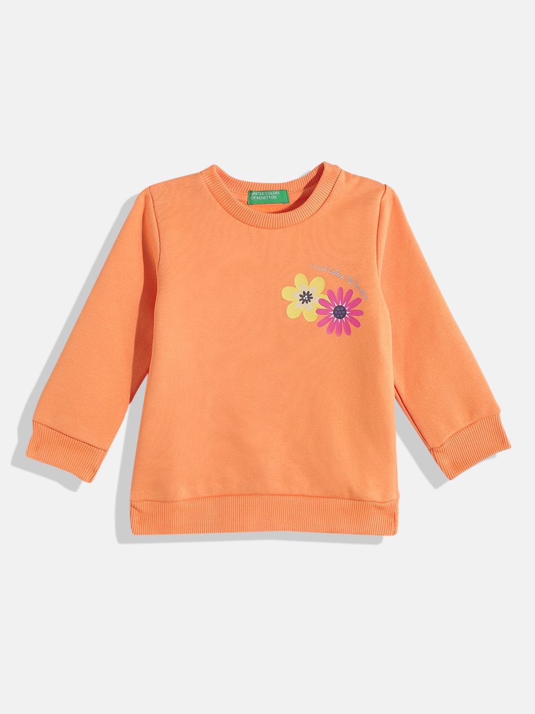 

United Colors of Benetton Girls Floral Print Detail Sweatshirt, Orange