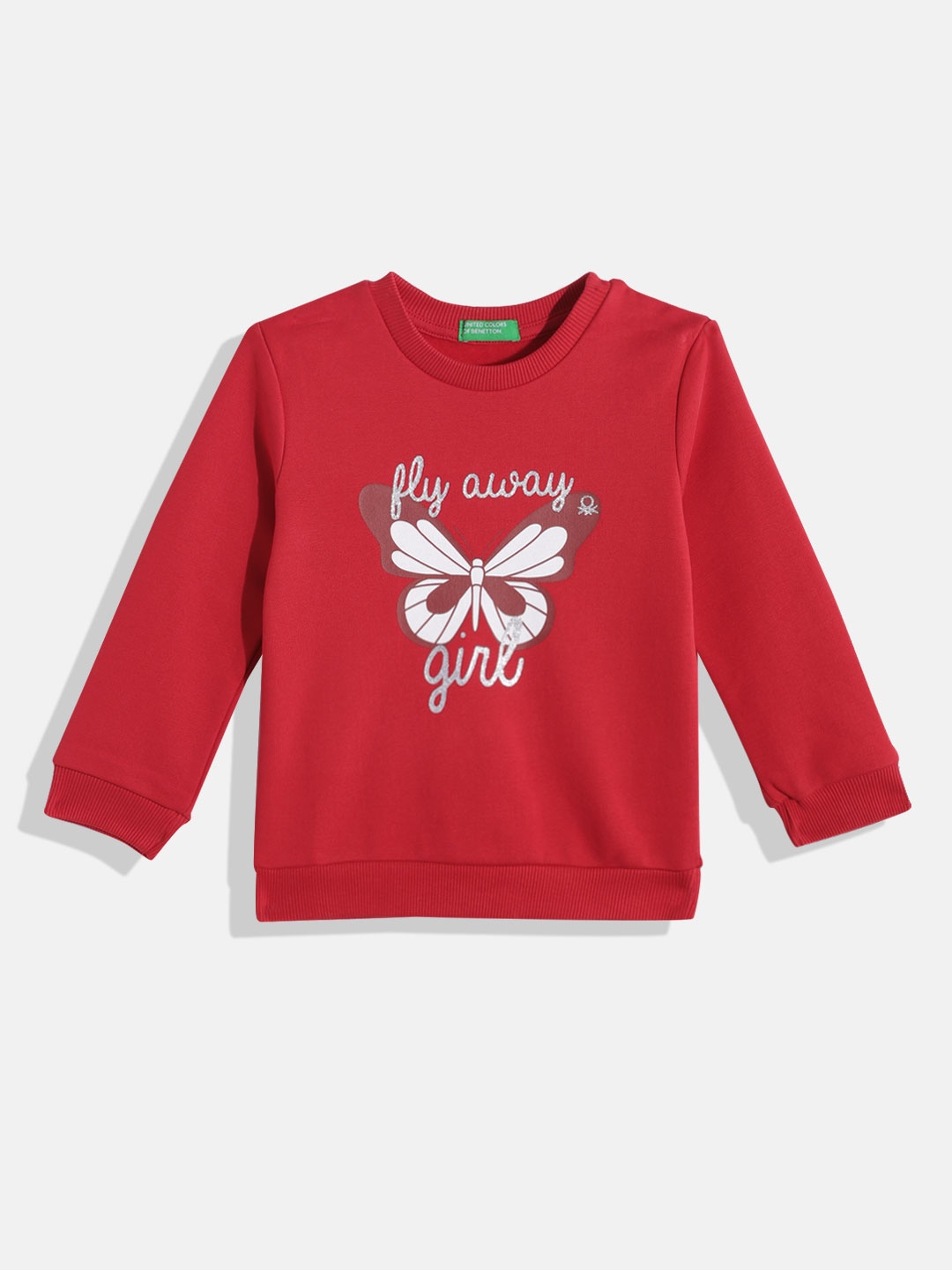 

United Colors of Benetton Girls Butterfly Print Sweatshirt, Red