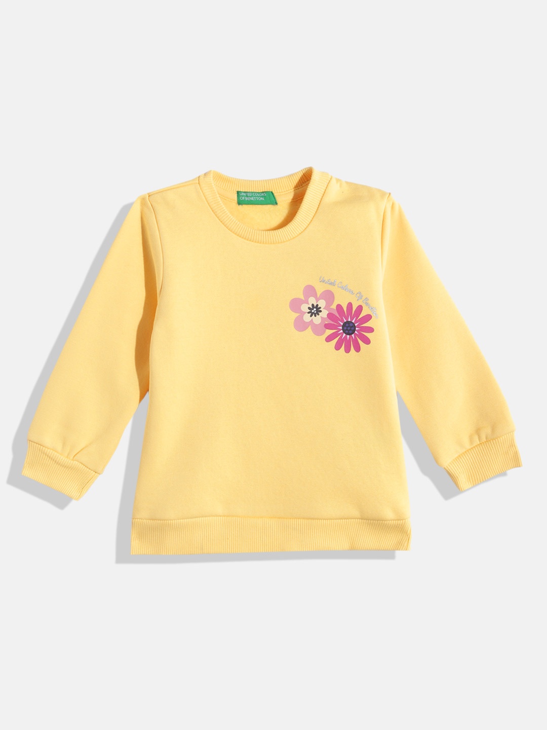 

United Colors of Benetton Girls Floral Print Detail Sweatshirt, Yellow