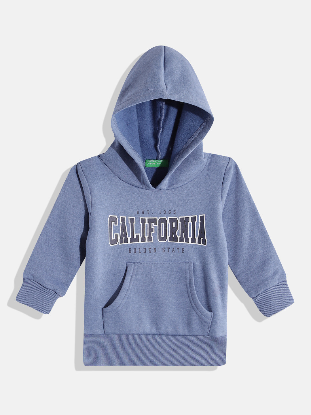 

United Colors of Benetton Boys Typography Printed Hooded Sweatshirt, Blue