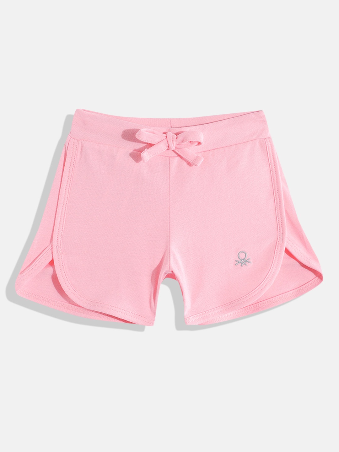 

United Colors of Benetton Girls Mid-Rise Brand Logo Detail Regular Shorts, Pink