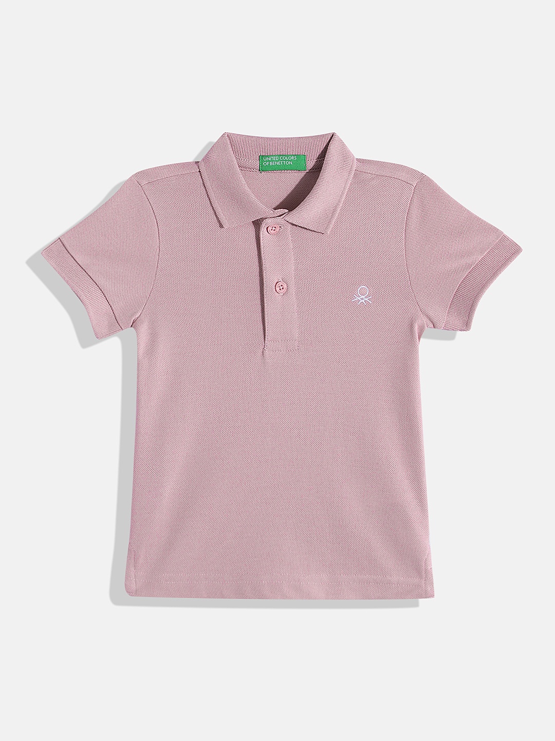 United Colors of Benetton Boys Solid Polo Collar T-shirt, Mauve