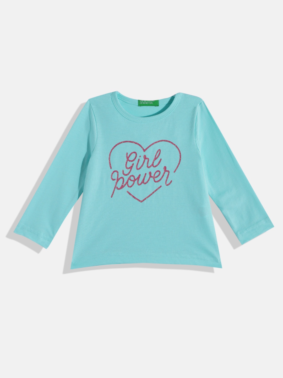 

United Colors of Benetton Girls Typography Printed T-shirt, Blue