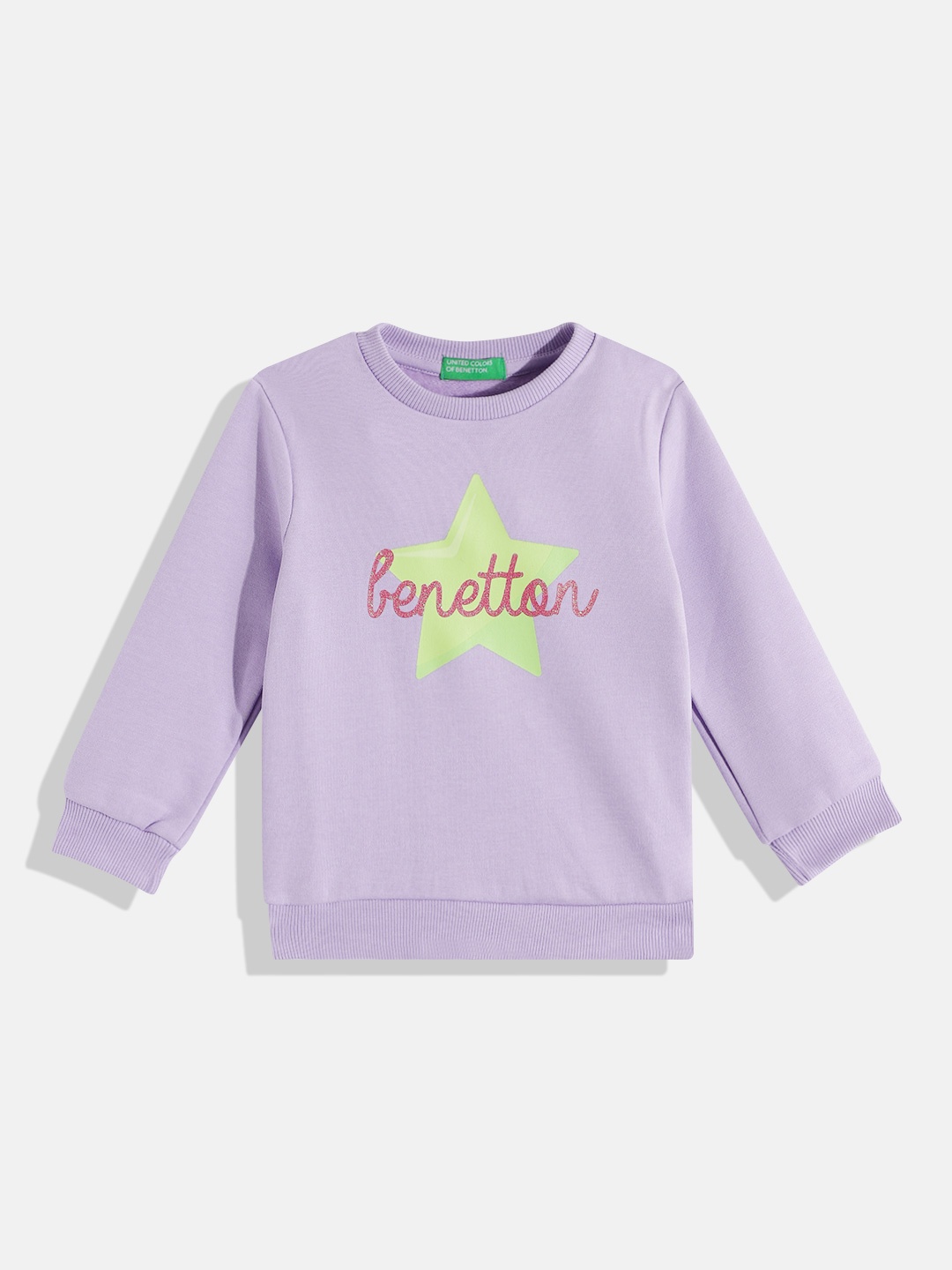 

United Colors of Benetton Girls Brand Logo Printed Sweatshirt, Purple