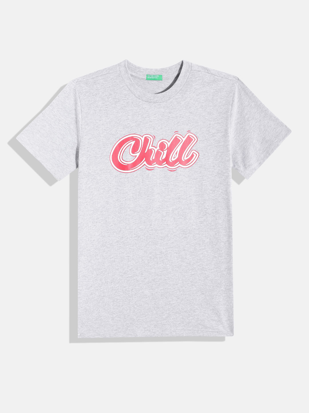 

United Colors of Benetton Boys Typography Printed T-shirt, Grey melange