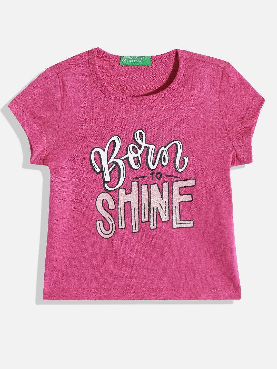 

United Colors of Benetton Girls Typography Printed T-shirt, Pink