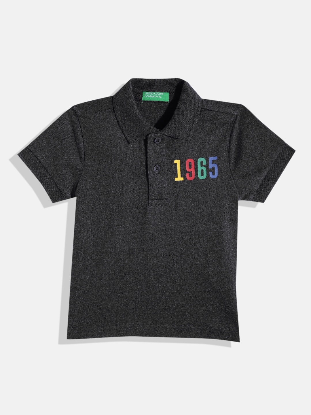 United Colors of Benetton Boys Polo Collar T-shirt, Charcoal