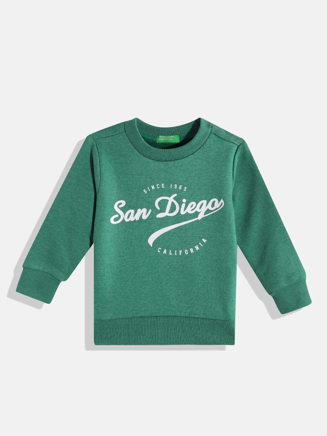 

United Colors of Benetton Boys Typography Printed Sweatshirt, Green