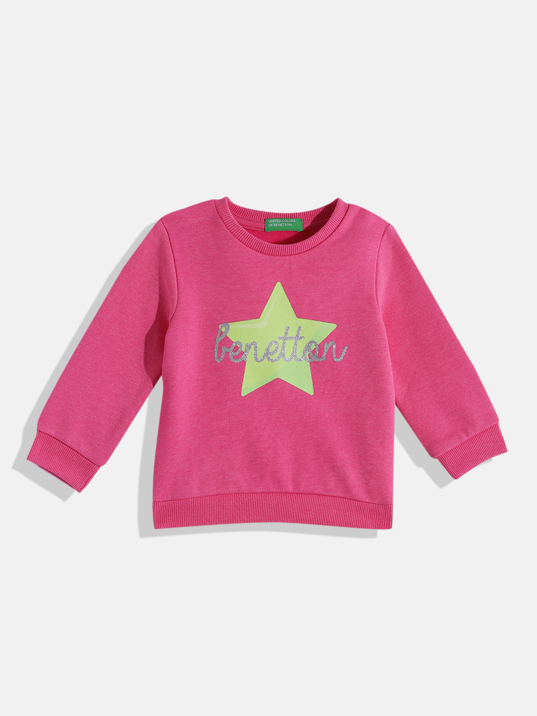 

United Colors of Benetton Girls Brand Logo Printed Sweatshirt, Pink