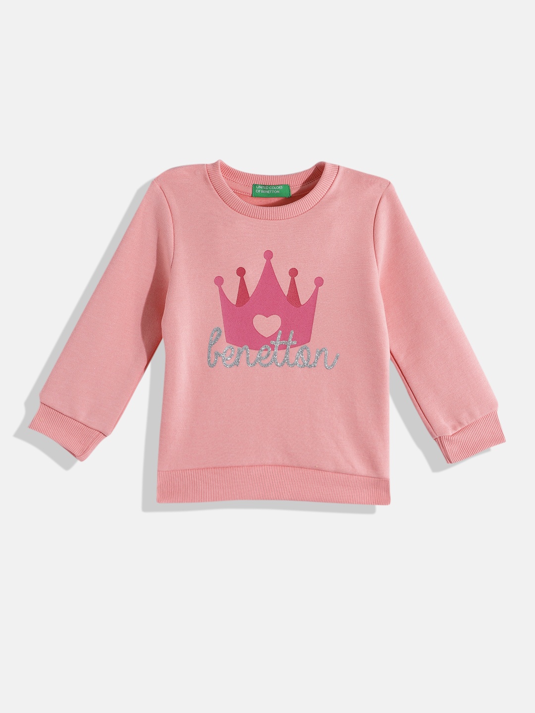 

United Colors of Benetton Girls Brand Logo Printed Sweatshirt, Pink
